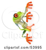 Cute 3d Green Poison Dart Frog Looking Around A Blank Sign Pose 2 by Julos