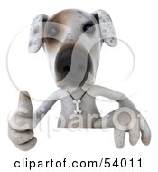 3d Jack Russell Terrier Pooch Character Giving The Thumbs Up And Standing Behind A Sign