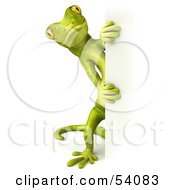Royalty Free RF Clipart Illustration Of A 3d Gecko Character Looking Around A Blank Sign Pose 2 by Julos #COLLC54083-0108