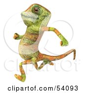 Royalty Free RF Clipart Illustration Of A 3d Chameleon Lizard Character Running Left
