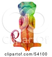 Royalty Free RF Clipart Illustration Of A 3d Rainbow Chameleon Lizard Character Meditating Pose 1 by Julos