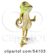Royalty Free RF Clipart Illustration Of A 3d Chameleon Lizard Character Facing Right And Giving Two Thumbs Up