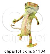 Royalty Free RF Clipart Illustration Of A 3d Chameleon Lizard Character Running Forward