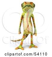 Royalty Free RF Clipart Illustration Of A 3d Chameleon Lizard Character Standing And Facing Front