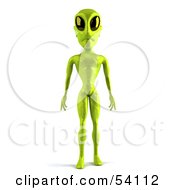 Royalty Free RF Clipart Illustration Of A 3d Green Alien Being Standing And Facing Front