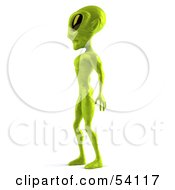 Royalty Free RF Clipart Illustration Of A 3d Green Alien Being Standing In Profile