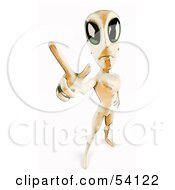 Royalty Free RF Clipart Illustration Of A 3d Grungy Spotted Alien Being Holding Up A Finger Here In Peace