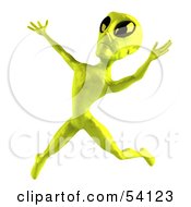 Royalty Free RF Clipart Illustration Of A 3d Green Alien Being Leaping Or Dancing