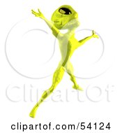 Royalty Free RF Clipart Illustration Of A 3d Green Alien Being Dancing Pose 4