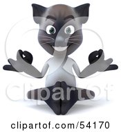 Royalty Free RF Clipart Illustration Of A 3d Siamese Pussy Cat Character Meditating Pose 1