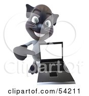 Royalty Free RF Clipart Illustration Of A 3d Siamese Pussy Cat Character Holding A Laptop Pose 4 by Julos