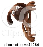 Royalty Free RF Clipart Illustration Of A 3d Brown Pooch Character Looking Around A Sign by Julos #COLLC54286-0108