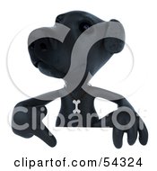 Royalty Free RF Clipart Illustration Of A 3d Black Lab Pooch Character Pointing To And Standing Behind A Blank Sign