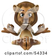 3d Lion Character Meditating - Pose 1