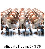 Royalty Free RF Clipart Illustration Of Rows Of 3d Business Monkeys Carrying Briefcases Version 1