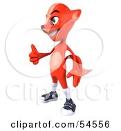 Royalty Free RF Clipart Illustration Of A 3d Fox Facing Left And Giving The Thumbs Up