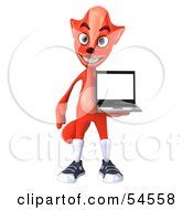 Royalty Free RF Clipart Illustration Of A 3d Fox Holding A Laptop Pose 1
