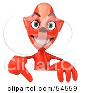 Royalty Free RF Clipart Illustration Of A 3d Fox Pointing Down At And Standing Behind A Blank Sign