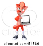 Royalty Free RF Clipart Illustration Of A 3d Fox Holding A Laptop Pose 2