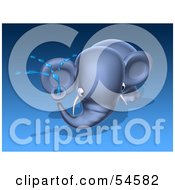 Royalty Free RF Clipart Illustration Of A 3d Blue Elephant Character Spraying Water Pose 2