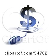 Royalty Free RF Clipart Illustration Of A Blue 3d Dollar Symbol With A Computer Mouse Version 4 by Julos