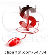 Royalty Free RF Clipart Illustration Of A 3d Devil Dollar Symbol With Horns And A Computer Mouse Version 2 by Julos