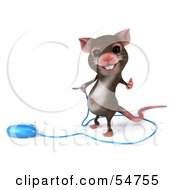 Royalty Free RF Clipart Illustration Of A 3d Mouse Character Holding The Cable To A Computer Mouse Version 1 by Julos