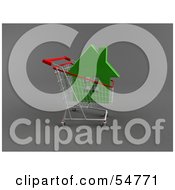 Royalty Free RF Clipart Illustration Of A 3d Green Home In A Shopping Cart