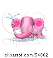 Royalty Free RF Clipart Illustration Of A 3d Pink Elephant Character Spraying Water Pose 1