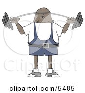 African American Man Lifting Weights Clipart Illustration
