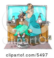 Boy Getting His 1st Haircut At A Professional Barbershop Clipart Illustration
