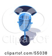 Royalty Free RF Clipart Illustration Of A 3d Blue Retro Microphone Resting On A Surface Version 3