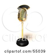 Royalty Free RF Clipart Illustration Of A 3d Golden Retro Microphone On A Counter Version 1