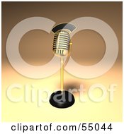 Royalty Free RF Clipart Illustration Of A 3d Golden Retro Microphone On A Counter Version 7