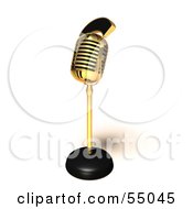 Royalty Free RF Clipart Illustration Of A 3d Golden Retro Microphone On A Counter Version 2 by Julos