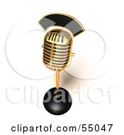 Royalty Free RF Clipart Illustration Of A 3d Golden Retro Microphone On A Counter Version 4