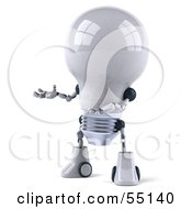 3d Robotic Lightbulb Character Holding One Hand Out Version 2 by Julos