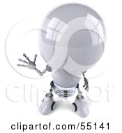 3d Robotic Lightbulb Character Waving Version 3 by Julos