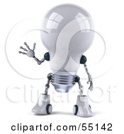 Royalty Free RF Clipart Illustration Of A 3d Robotic Lightbulb Character Waving Version 1 by Julos