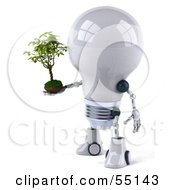 3d Robotic Lightbulb Character Holding A Plant Version 2 by Julos