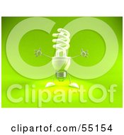 Royalty Free RF Clipart Illustration Of A Green 3d Spiral Light Bulb Character Holding His Arms Open Version 1