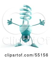 Royalty Free RF Clipart Illustration Of A Blue 3d Spiral Light Bulb Character Holding His Arms Open Version 4