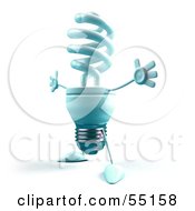 Royalty Free RF Clipart Illustration Of A Blue 3d Spiral Light Bulb Character Holding His Arms Open Version 3