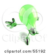 Royalty Free RF Clipart Illustration Of A Green 3d Glass Light Bulb Character Holding His Arms Out Version 2