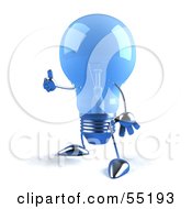 Royalty Free RF Clipart Illustration Of A Blue 3d Glass Light Bulb Character Holding His Thumb Up
