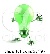 Royalty Free RF Clipart Illustration Of A Green 3d Glass Light Bulb Character Holding His Arms Out Version 3
