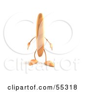 Royalty Free RF Clipart Illustration Of A 3d Baguette Bread Character Version 1