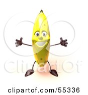 3d Bruised Banana Character Holding His Arms Open - Version 1