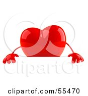 Royalty Free RF Clipart Illustration Of A Romantic 3d Red Heart Character Standing Behind A Blank Sign by Julos
