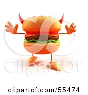 Royalty Free RF Clipart Illustration Of An Evil 3d Devil Cheeseburger Character Version 1